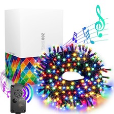 Christmas Lights Outdoor 82Ft 200LT Christmas Lights with Cheerful Music Infr...