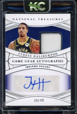 Tyrese Halliburton 2021-22 National Treasures Game Gear Jersey GU Patch Auto /49