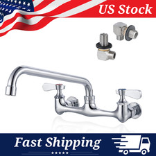 8" Center Wall-Mounted Commercial Kitchen Faucet with 10" Swivel Spout