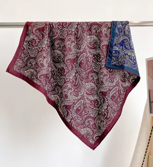 70% Cashmere 30% Silk cashew Print Bandanna Shawl Neckerchief Scarf 26'' Wrap