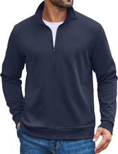 Mens Zip Up Sweatshirt Jacket Lightweight Knit Casual Stand Collar Coat