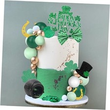 St. Patrick's Day Cake Topper Lucky Three Leaf Clover Hat Horseshoe Style 01