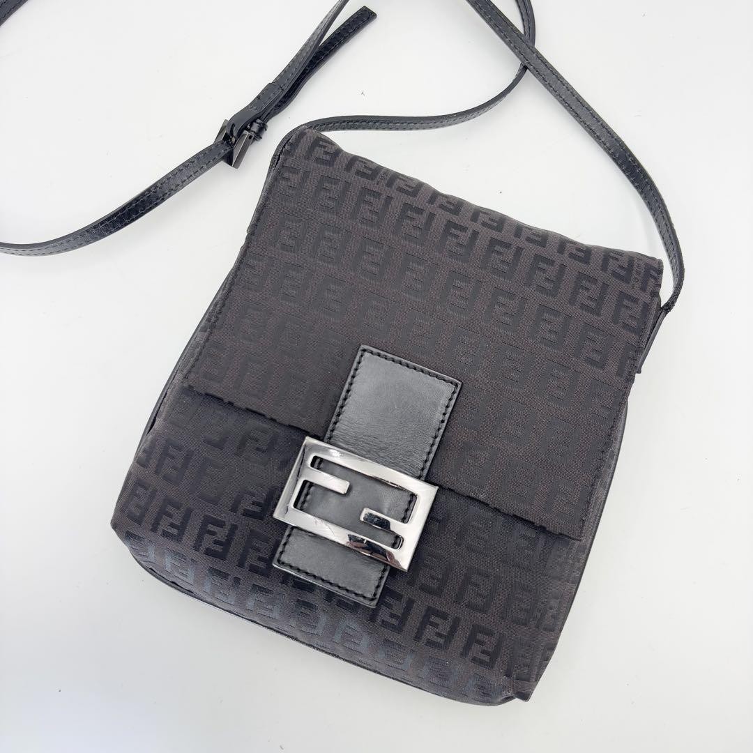 FENDI Mamma Bucket Zucchino Shoulder Bag Black Canvas Pre-Owned Excellent Condition Japan Authentic