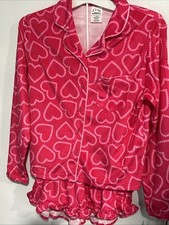 Art Class Girls Pajamas Long Sleeve w/ Shorts Soft Pink Hearts L 10/12