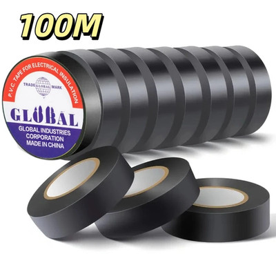 10/100M Black Flame Retardant Electrical Insulation Tape Strong Adhesive Wire Ha