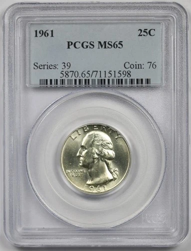1961 25C PCGS MS 65 Washington Silver Quarter