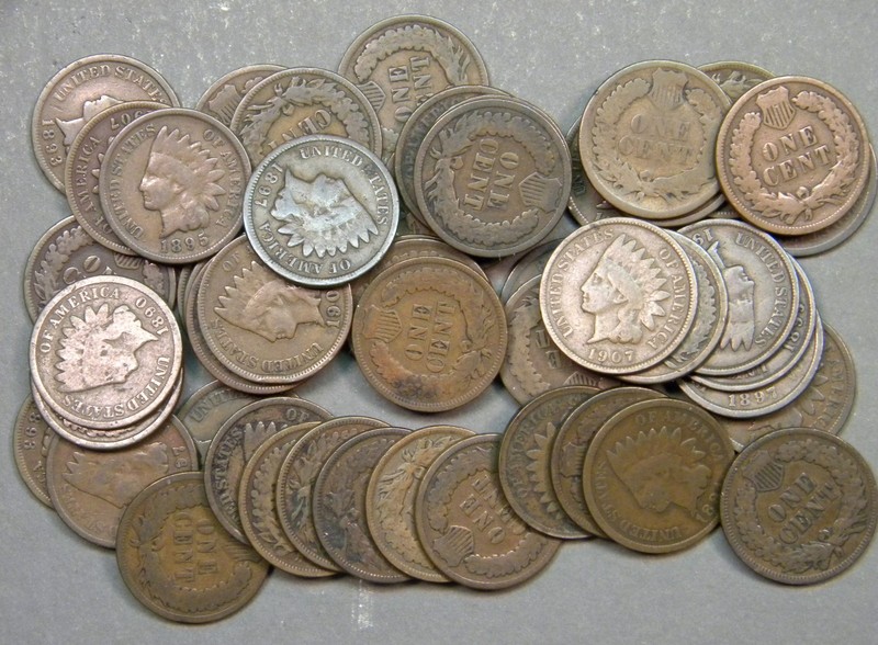Nice Roll (50 Pieces) U.S. Indian Head Cents Coins - A