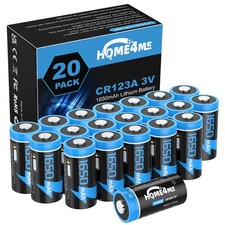 "20 Pack CR123A 3V Lithium Batteries 1650mAh for Security Cameras, Flashlights -