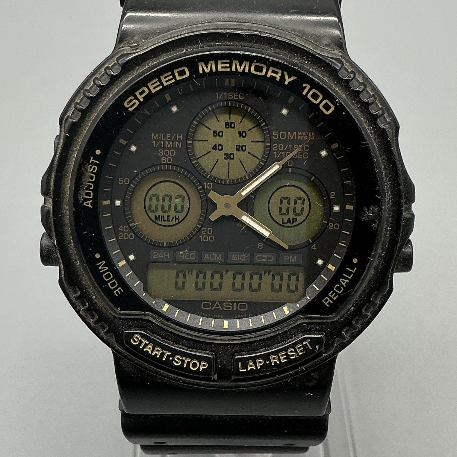 Vintage Casio 384 AW-20 Speed Memory 100 Mens Watch 37mm Ana Digi New Battery