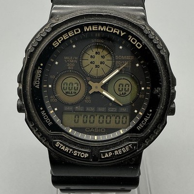 Vintage Casio 384 AW-20 Speed Memory 100 Mens Watch 37mm Ana Digi New Battery