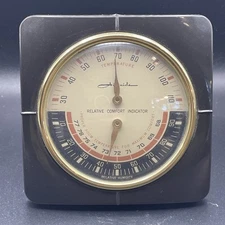 Vtg Airguide Relative Comfort Indicator table model Temp/humidity Brown Plastic 