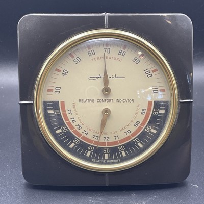 Vtg Airguide Relative Comfort Indicator table model Temp/humidity Brown Plastic 