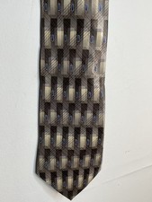 Palatina Gray Brown Blue 100% Silk Men’s Neck Tie Made In USA Printed In Italy