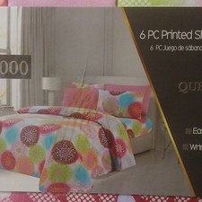 Queen Sheet Set Multicolor Floral Nature Printed 6 Piece Bedroom Rectangular