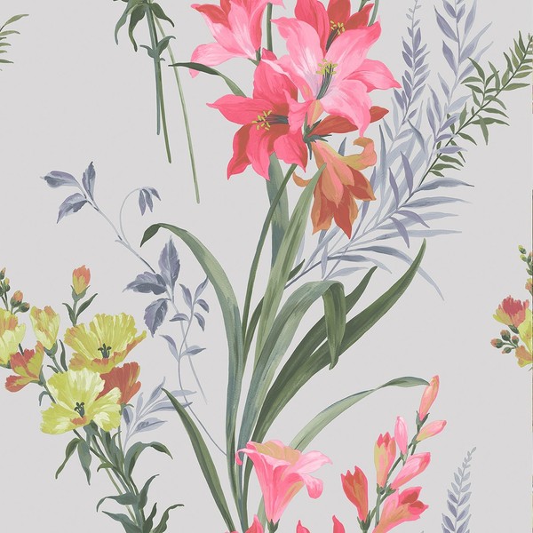 Thalia Blumen Tapete Gemalt Botanisch Grau/Multi Belgravia 766 Schlafzimmer Flur-image