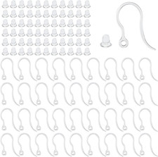 100Pcs Clear Plastic Earring Hooks Ear Wires for DIY Earrings Making 14.5X17Mm E