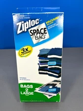 ZIPLOC SPACE BAG VACUUM SEAL STORAGE BAGS LARGE 2 COUNT PACK ZIPLOCK NEW