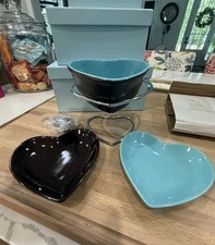 NEW in Box Dove Heart Shaped Chocolate Fondue Set For Two