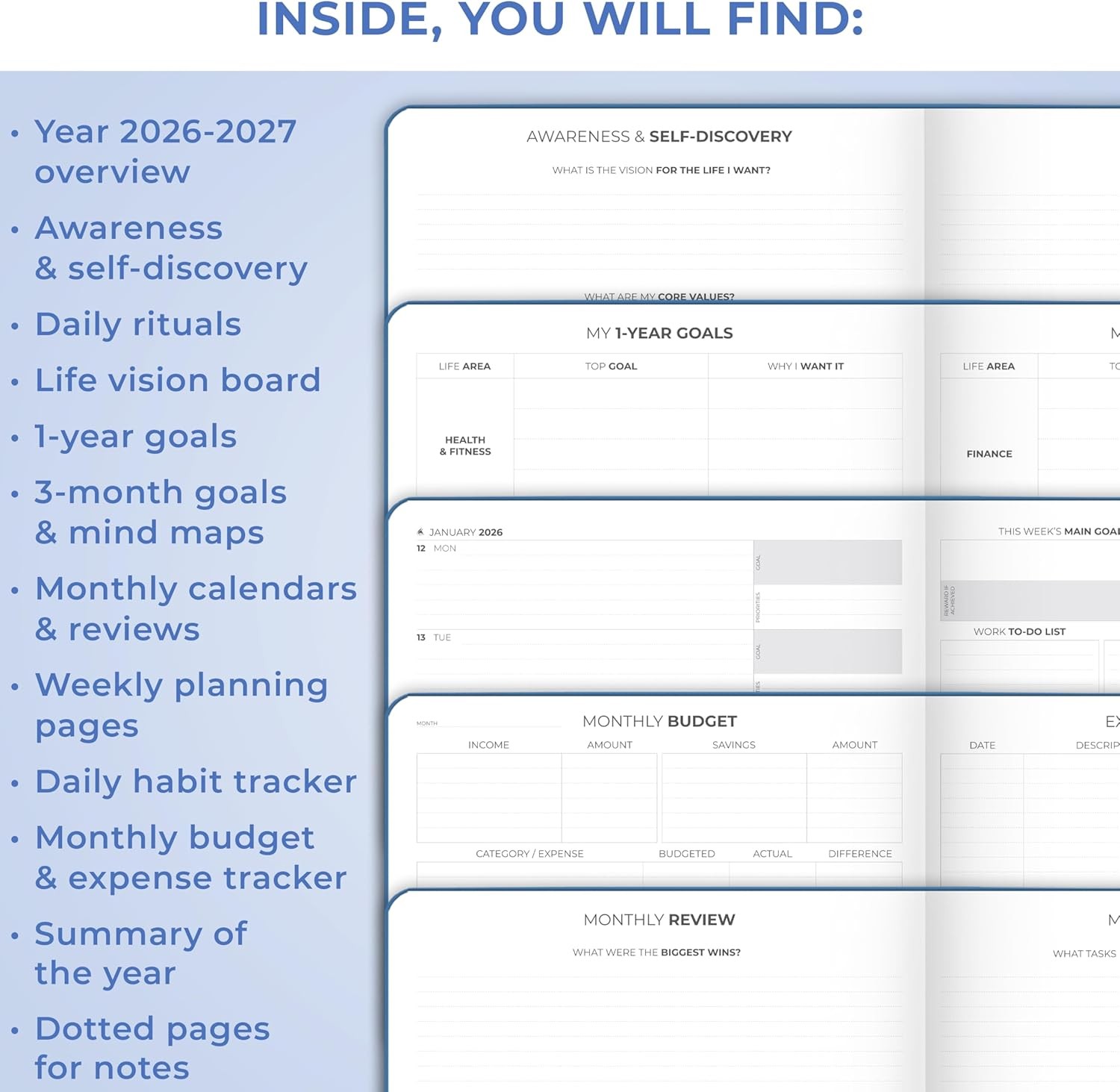 Clever Fox Planner PRO Premium Jan 2026-Jan 2027 – Luxurious Weekly, Monthly &