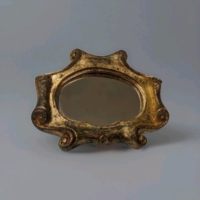 Vintage Italian Florentine Baroque Scroll Gold Gilt Small Wall Mirror ornate