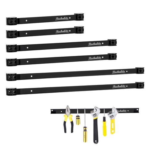 12" 18" 24" Magnetic Tool Holder Strip, Black Magnet Bar, Metal Tool Organize...
