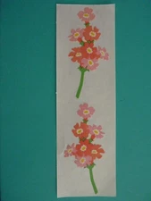 Vtg 1993 Mrs. Grossman's Stickers PINK PHLOX FLOWERS (2) Mods 2" x 3.25"