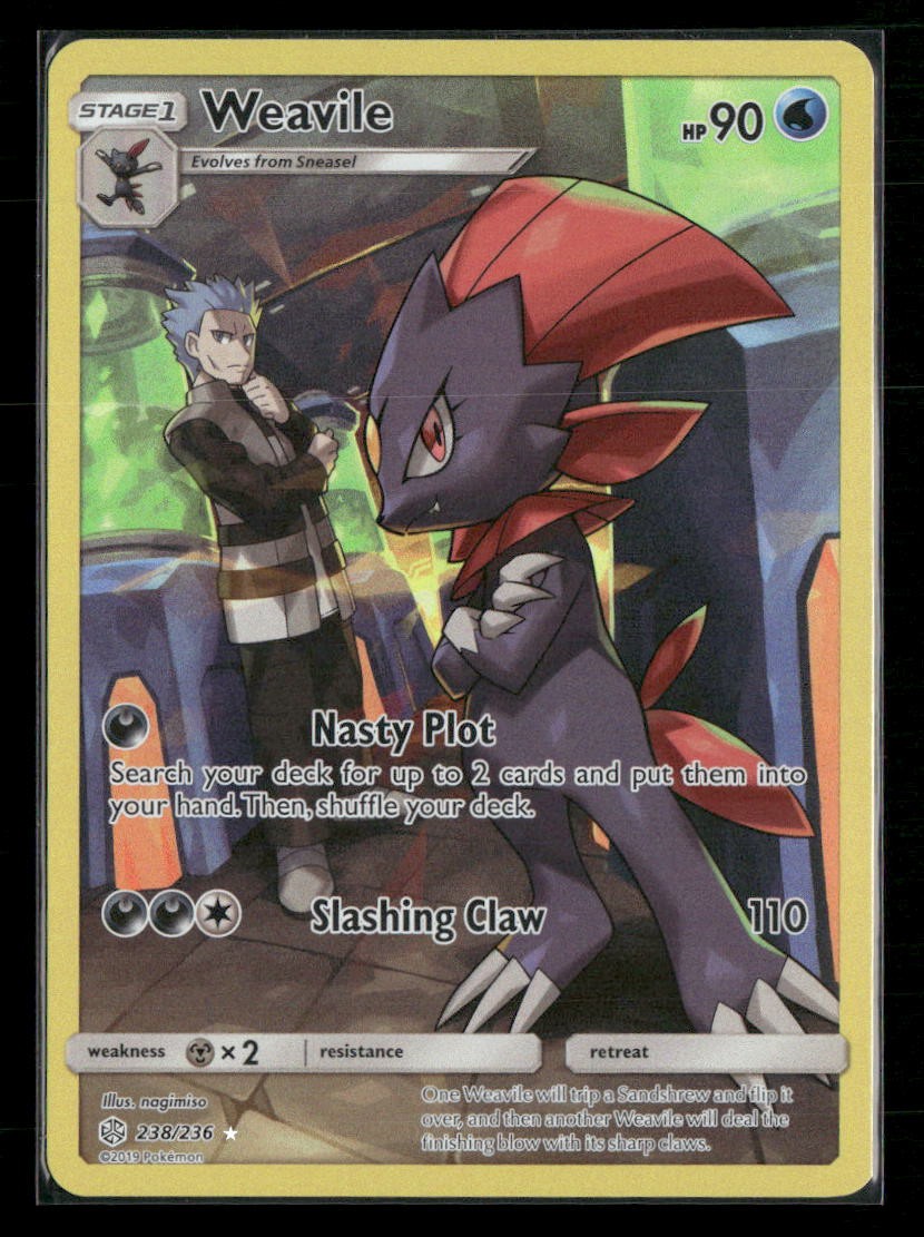 Weavile 238/236 Secret Rare Cosmic Eclipse Pokemon Holo Near Mint