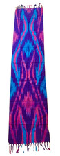 Colorful Uzbek Cotton Ikat Scarf Shawl Purple / Lavender / Blue NEW