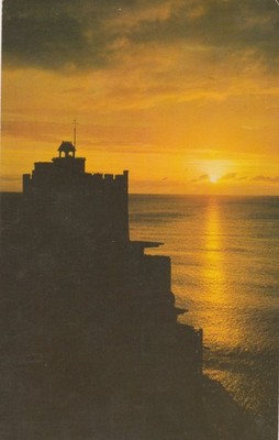 Vintage Postkarte Sonnenuntergang über Jakobsleiter Sidmouth Devon England 1960er
