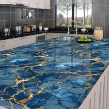 Dark Blue Gold Marble Wallpaper Peel and Stick Contact Paper Self Adhesive