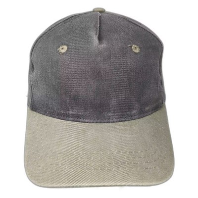 Cobra 5 Panel Gray Beige OS Strapback Washed Two Tone Blank Cotton Hat
