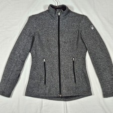 Spyder Jacket Womens Small Gray Full Zip Sweater Fleece Zip Pockets Outdoor
