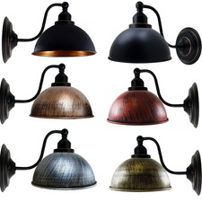 Vintage Indoor Wall Light Fixture Retro Dome Metal Shade E27 Fitting LED Bulb UK