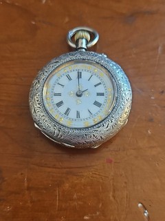 Miniature Silver Enamel Enamel Fob Watch Pocket Watch 935 Silver Working Clean