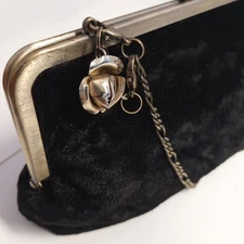 The Ginza Shiseido Purse Black Velvet Antique Style Small Bag Tokyo Japan Clutch