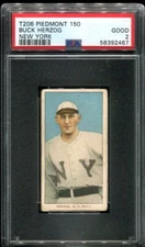 1909-11 T206 PIEDMONT 150 BUCK HERZOG NEW YORK PSA 2 (2467)  