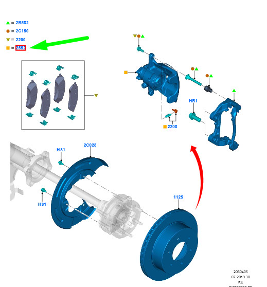 FORD RANGER T6 MK1 Rear Right Brake Caliper 2219436 JB3C-2552-AB  