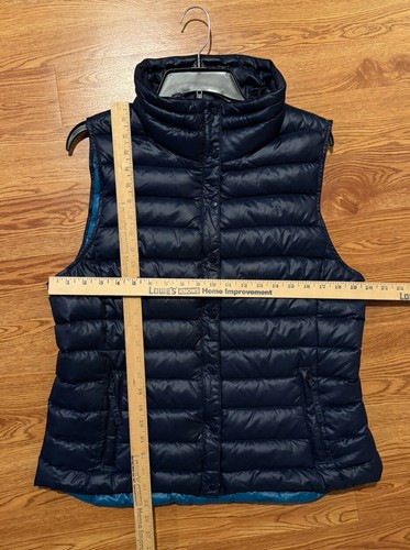 GAP Puffer Vest Womens Sz L Navy Blue Down Filled Nylon Full Zip & Snap Quilted - Picture 7 of 7