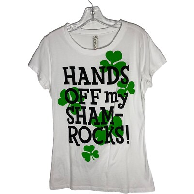 Ransom Womens Hands Off My Shamrocks T Shirt XL Fits Like L St. Patricks Humor