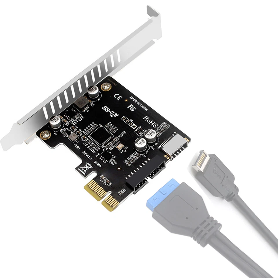 PCI Express Adapter Card PCI-E to USB3.0 Type-E Front Panel Type-C 19P 20Pin - Image 2 of 4