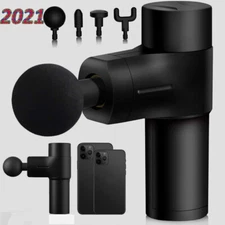 Massage Gun Percussion Massager Deep Tissue Muscle Vibrating Relaxing + 4 Heads