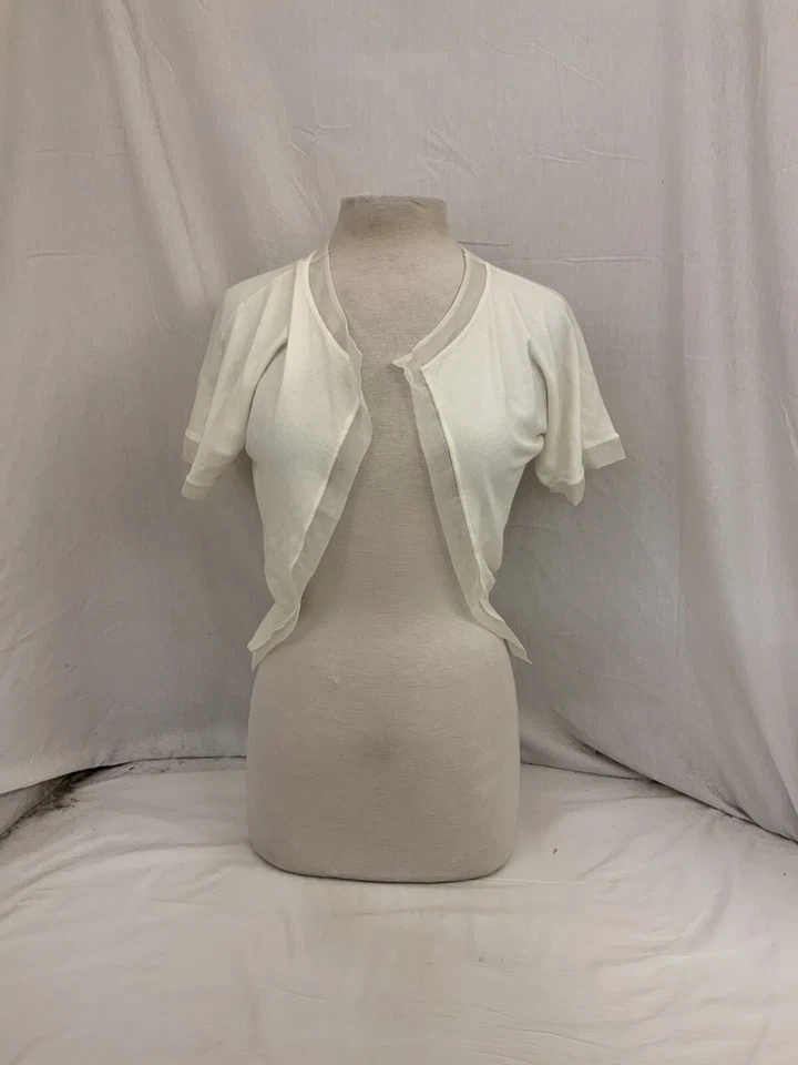 Etcetera Shirt M White Short Sleeve Pullover Viscose Polyester YGI Y1-917 - Image 2 of 4