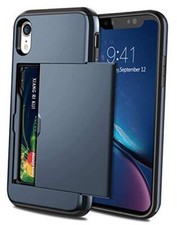 for iPhone XR Case Wallet Card Holder Heavy Duty Protection XR Phone Dark Blue
