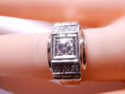 Vintage Arts & Crafts Diamant Ring 7 Diamanten 14K Roségold Art Deco Gr. 6,5