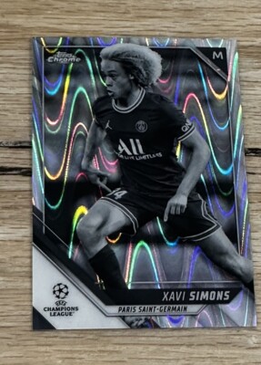 シャビ・シモンズ 10 2021-22 Topps Chrome UCL Black & White RayWave Refractor Xavi