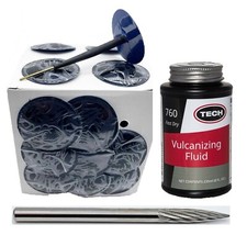 TYRE VULCANIZING CEMENT & 10 WIRED 6MM PLUG PATCHES WITH 6MM TYRE CUTTER