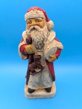Hand Crafted Santa Claus with Toys Wood Painted Vintage Rustic