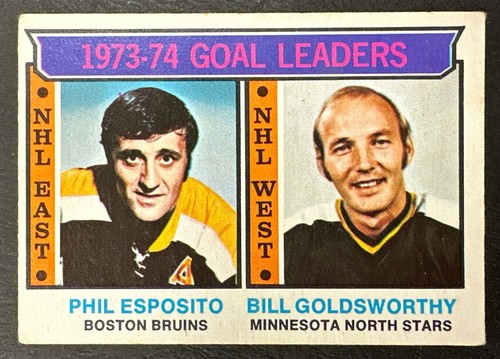 Goal Leaders [Esposito, Goldsworthy] #1 1974 O-Pee-Chee card