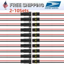 2/10Set 2Pin Waterproof Electrical Wire Cable Connector Male Female Way Plug Kit