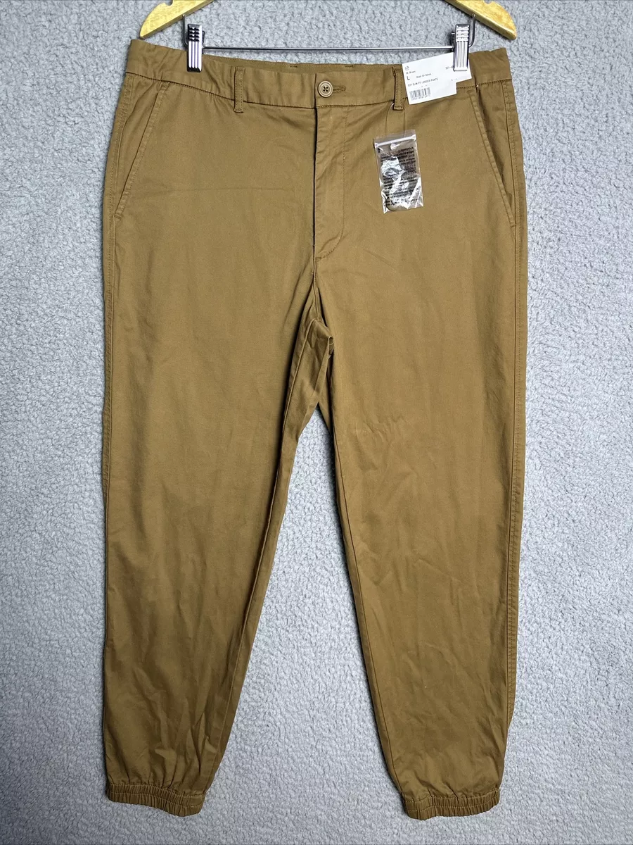 Uniqlo Jogger Pants Men's Large Brown EZY Slim Fit Brown NEW